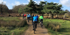 Gravel riders setting off on a bike adventure in Richmond Park 