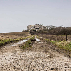 Part of the remains of Hitlers Adlantic Wall seen on the Cote d'Opal on Day 3 of Hidden Tracks Cycling's London to Paris Gravel ride