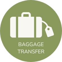 an Icon depicting that luggage transfer between hotels is included in the Hidden Tracks Cycling Tour