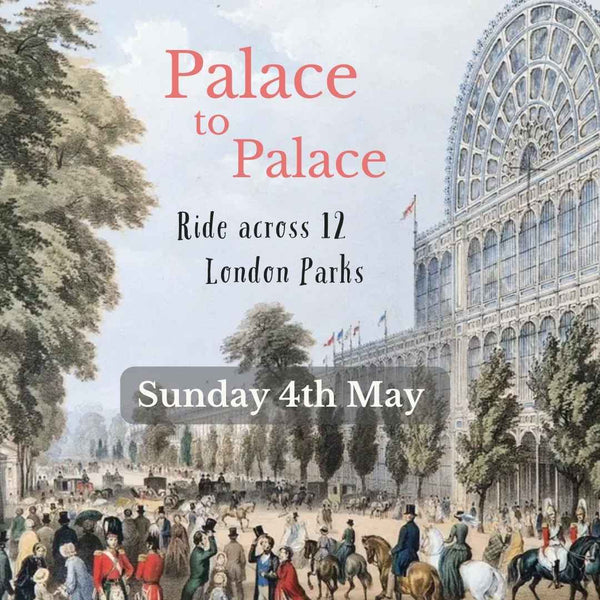 Coloured engraving showing Paxton's Crystal Palace when first opened in 1851 as part of Hidden Tracks Cycling Palace to Palace bike ride across London.