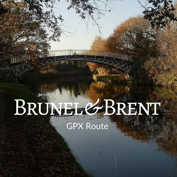 Brunel and the Brent GPX gravel bike route from London, crossing the Grand Union Canal towpath near Hanwell in autumn