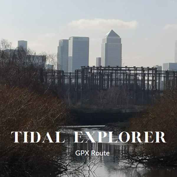 Skyline of canary Wharf over looking a creek in the River Thames