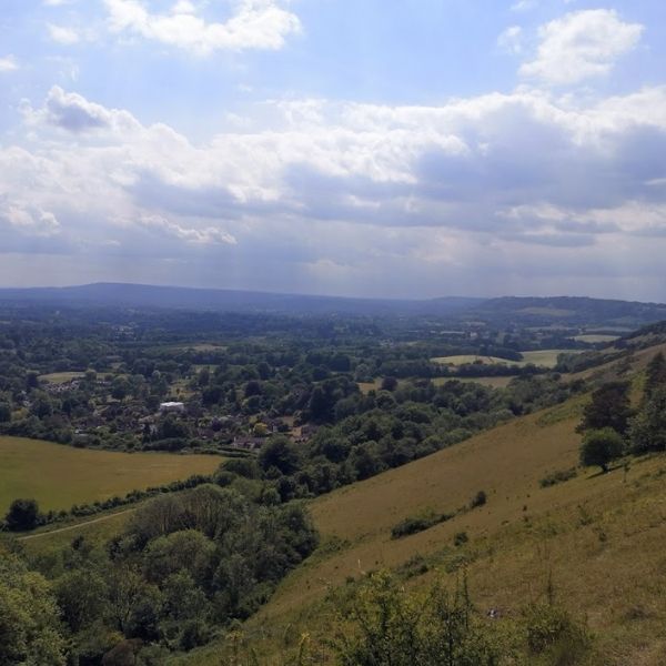 The view across to Leith Hill from Reigate Hill as found on Hidden Tracks Fort Reigate GPX bike route.