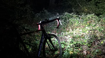 Cyclocross bike in the woods after dark 