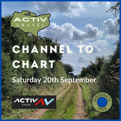 A promo picture for Hidden Tracks Cycling's series of Active Gravel rides around Kent showing a gravel track leading into the distance. 