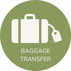 an Icon depicting that luggage transfer between hotels is included in the Hidden Tracks Cycling Tour 