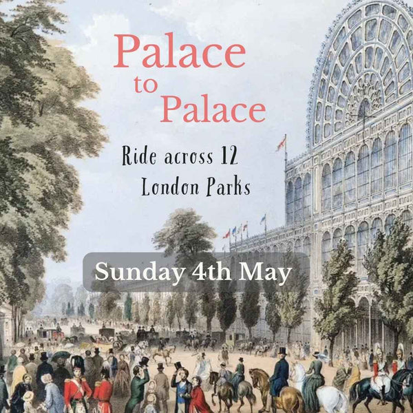 Coloured engraving showing Paxton's Crystal Palace when first opened in 1851 as part of Hidden Tracks Cycling Palace to Palace bike ride across London. 