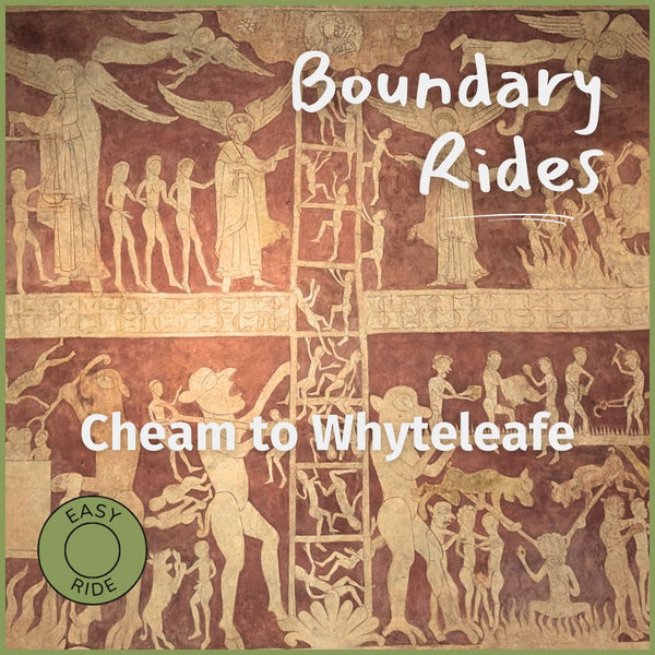 Boundary Ride 7 Cheam to Whyteleafe gravel bike ride in London featuring the Ladder to Purgatory medieval wall painting at St Leonard’s Church, Chaldon near Coulsdon.