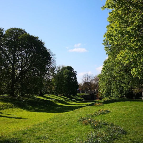 The dry Grotto Canal running through Carshalton Park, passed on the Ophelia in the Hogs Mill route.