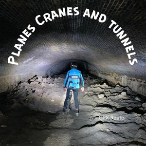 Planes, Cranes and Tunnels GPX gravel bike route from London, featuring the WWI flood-relief tunnel near Feltham