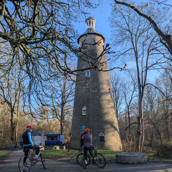 The historic Shot Tower in Crane Park, a leftover from the old Hounslow Gunpowder Works, on this gravel bike route from London