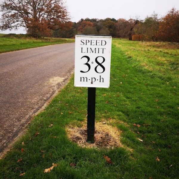 Windsor Great Park speed limit sign on the Hidden Tracks Cycling Royal Windsor Gravel bike route