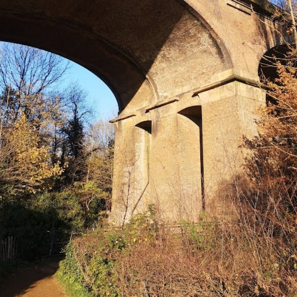 Egyptian style pillars on Brunel’s Wharncliffe Railway Viaduct  found on Hidden Tracks Cycling’s Lower Brent Bike ride 
